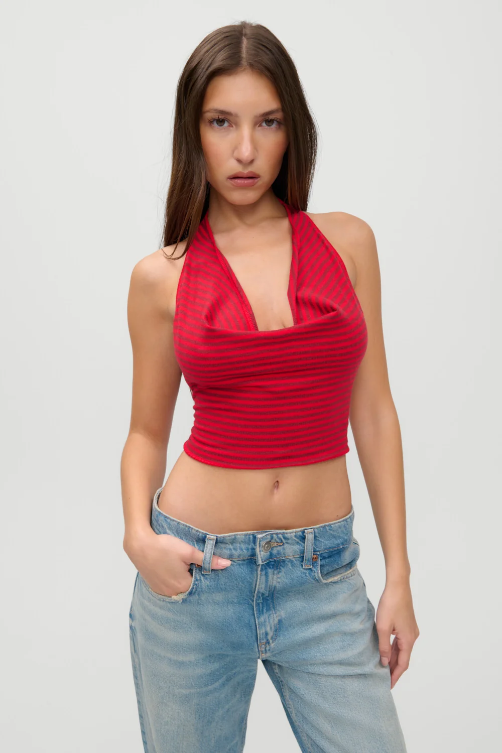 x JENNIE Briar Knit Halter Top - Spring Stripe