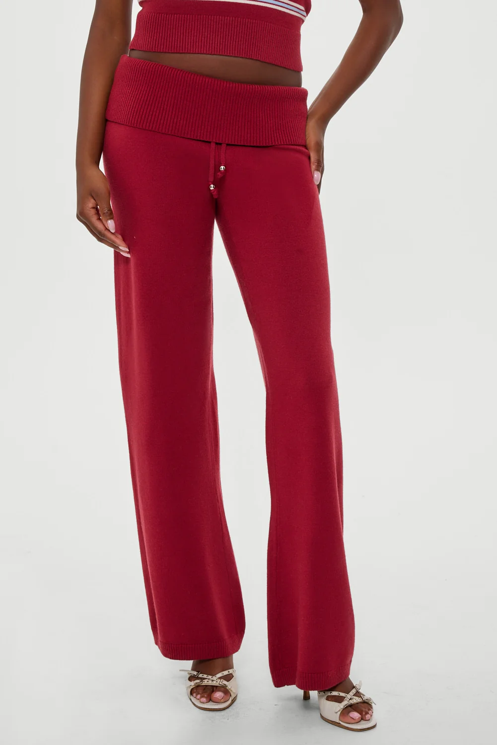 Dawson Knit Fold Over Pants - Rosewood