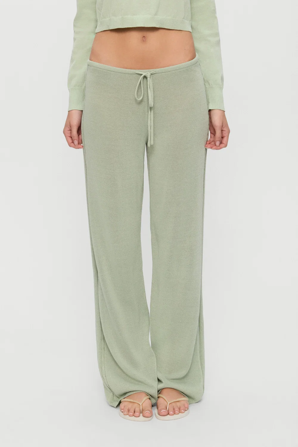 Ela Low Rise Knit Pants - Eucalyptus