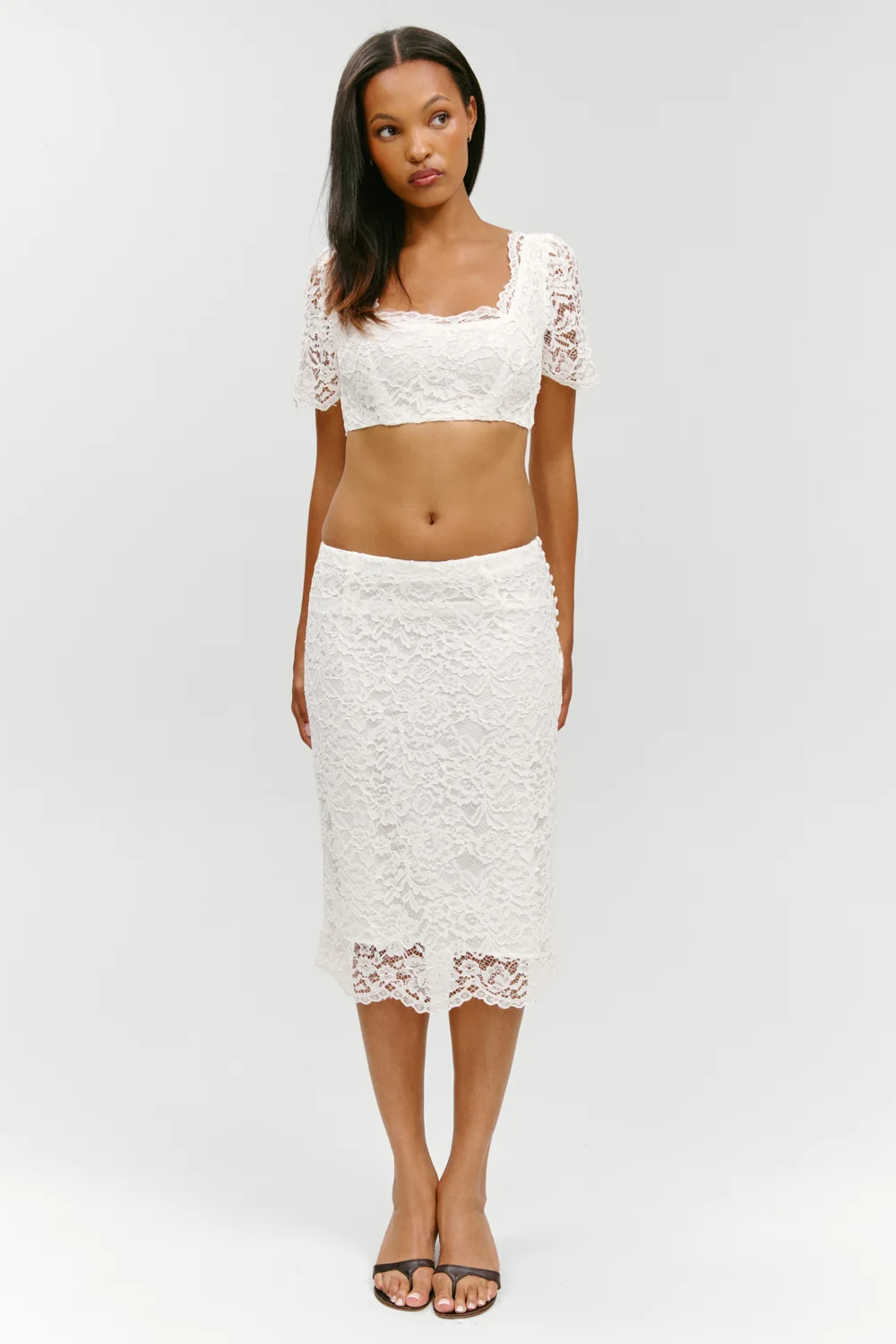 x Paige Lorenze Honeymoon Lace Midi Skirt - Sunday Ceremony