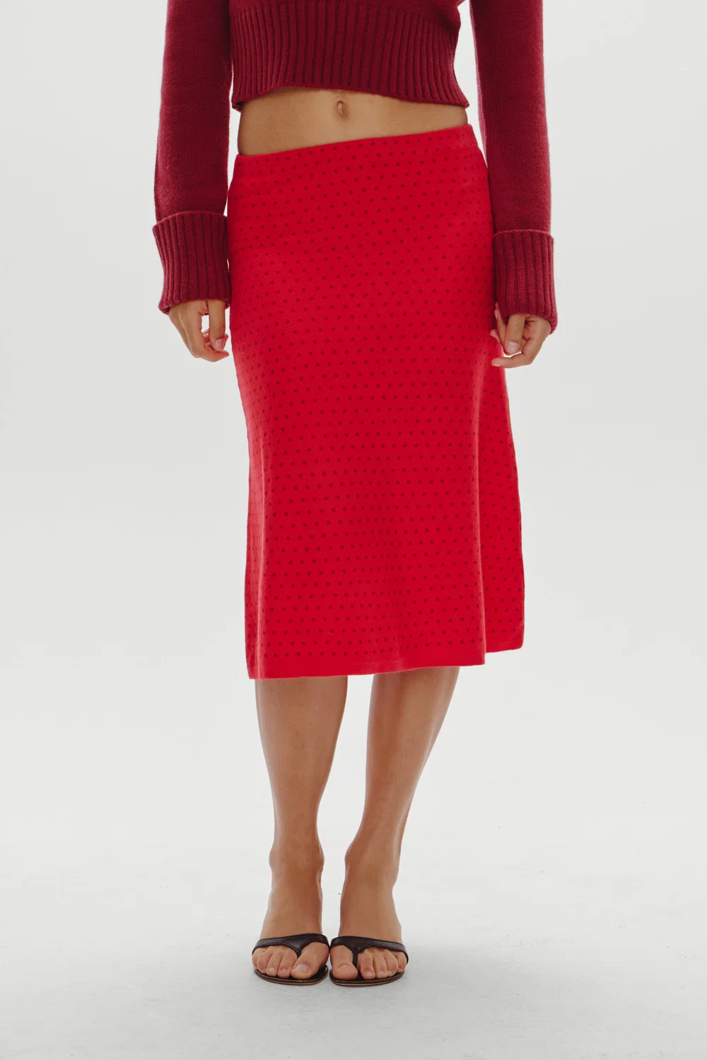 Magnolia Knit Midi Skirt - Cranberry