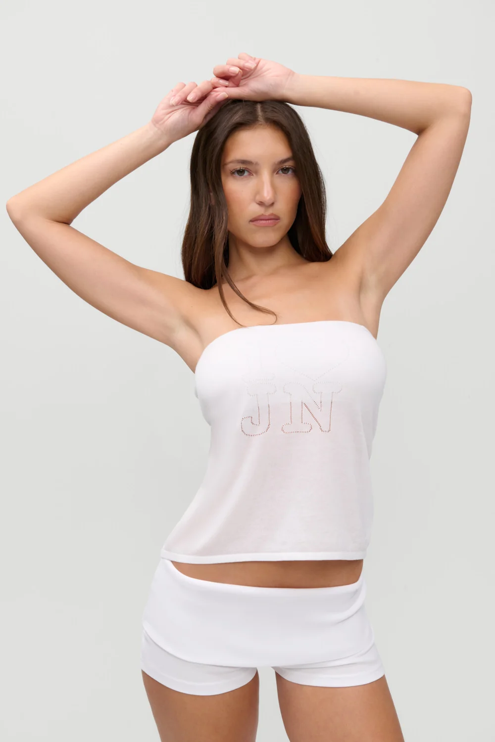 x JENNIE Margot Knit Tube Top - Optic White