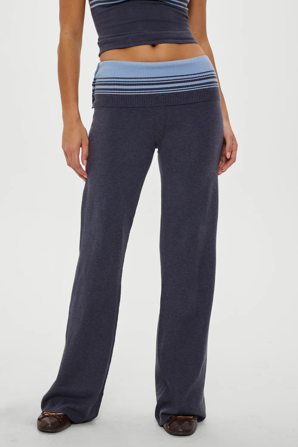 Shore Low Rise Knit Pants - Stone Stripe